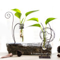 Literary Iron Hydroponics Plant Vase and Water culture glass vase and crafts For Desktop Decoration